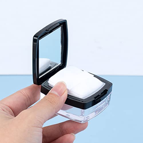 2Pcs 10Ml Empty Square Make-Up Loose Powder Container Case With Mirror Sifter And Black Lid Portable Compact Glitter Powder Foun