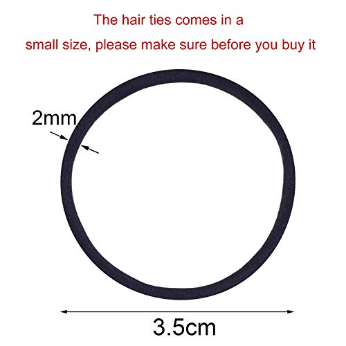 TecUnite 200 Pieces No-metal Hair Elastics Bulk Rubber Bands Hair Ties Ponytail Holders Hair Bands for Women(Black)