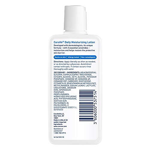 ceraVe Daily Moisturizing Lotion  3 Ounce  Face & Body Lotion for Dry Skin with Hyaluronic Acid  Fragrance Free