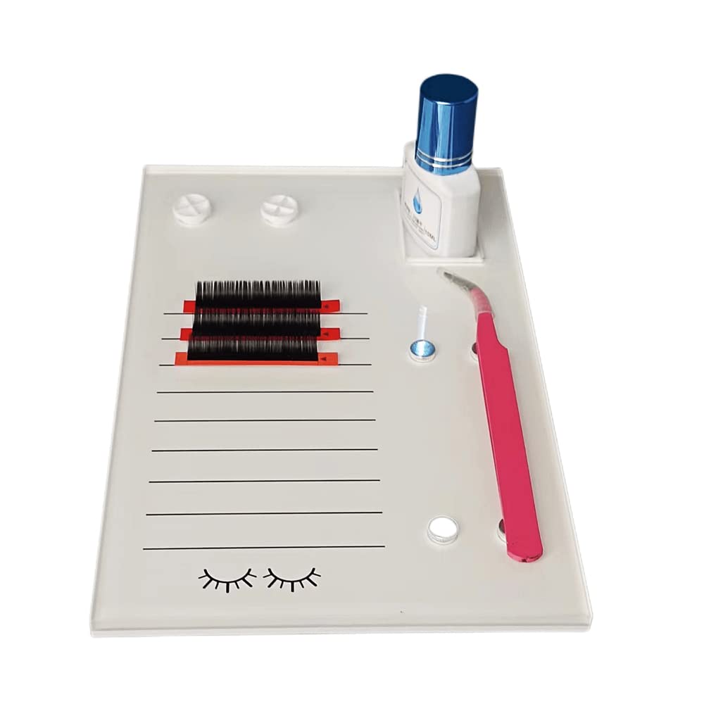 Grafting False Eyelash Acrylic Extension Pallet, Eyelash Extension Glue Tweezers Plate Pad Makeup Palette Individual Training To