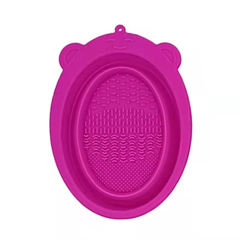Kitchenfest Foldable Silicone Powder Puff Makeup Brushes Cleaning Quick Drying Sponge Scrubber Eyeshadow Brush Cleaner Bowl, Mul