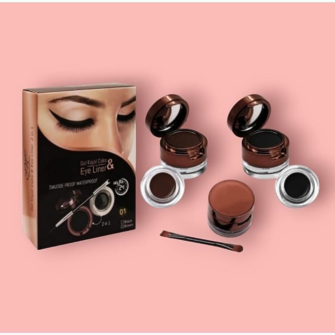 Magic Huda 2 In 1 Waterproof Gel Kajal Cake Eyeliner With Brush Black
