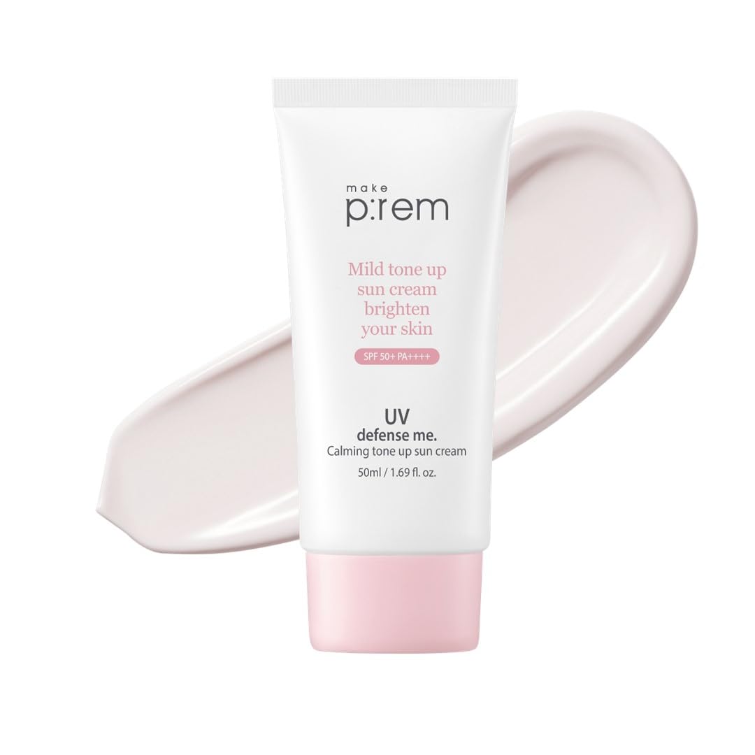 Make P:Rem Uv Defense Me. Calming Tone Up Sun Cream, Korean Sunscreen, Reef Safe Sunscreen, Non Nano Zinc Oxide, Chemical Free,