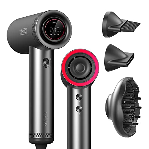 Tymo Hair Dryer With Diffuser For Curly Hair, 1500W Professional High Speed Ionic Blow Dryer With Comb, 110,000Rpm Fast Dry, 4 T