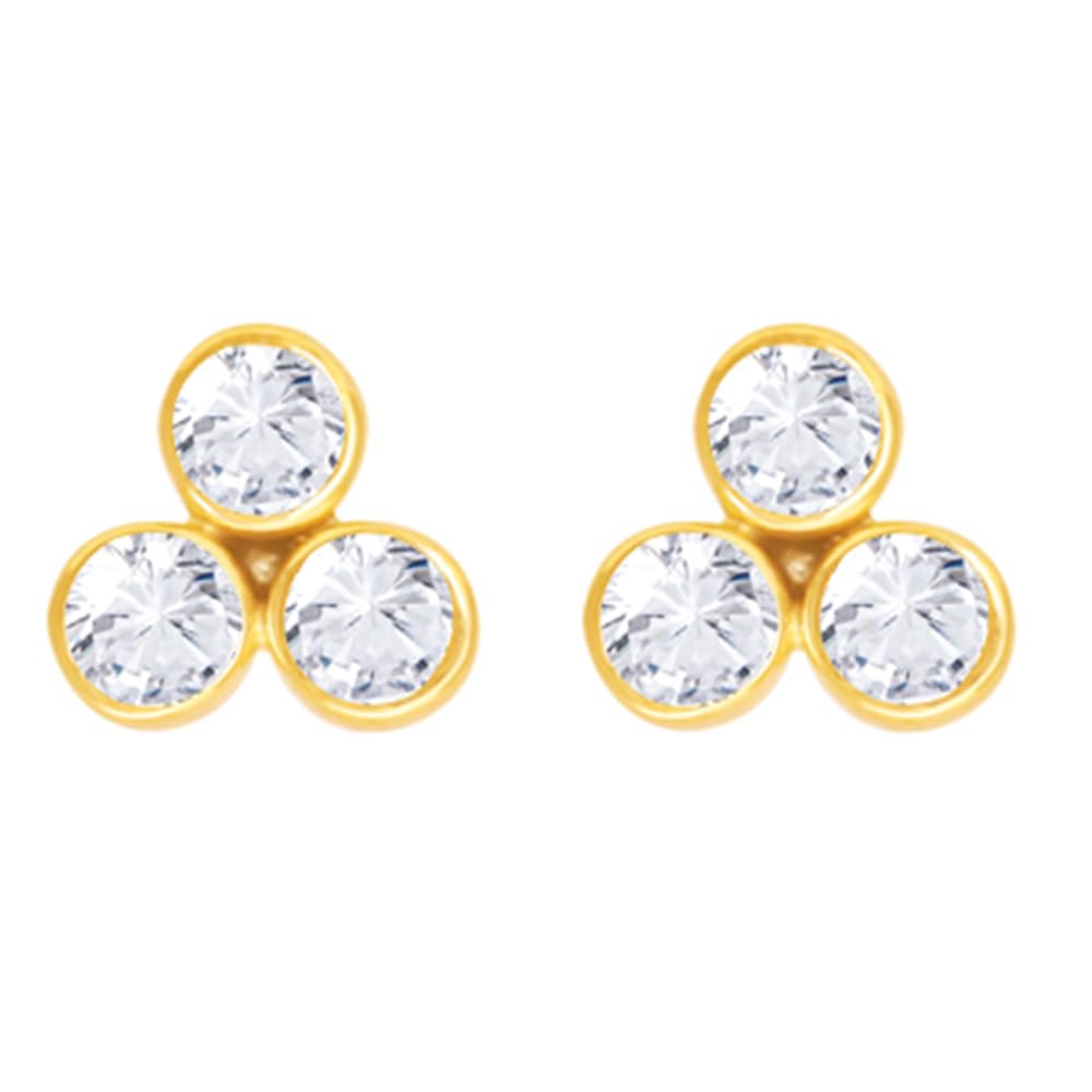 GIVA 925 Silver Golden ThreeStoned Stud Earrings|Gifts For Girlfriend,Rakhi Rakshabandhan Gift For Sister Bhabhi, Women&Girls|W