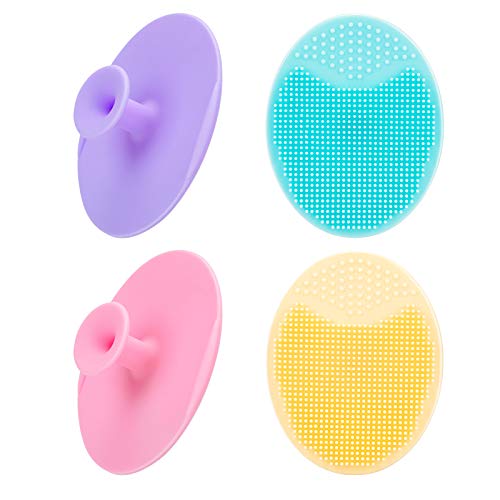 4 Pack Face Scrubber,Jexcull Soft Silicone Facial Cleansing Brush Face Exfoliator Blackhead Acne Pore Pad Cradle Cap Face Wash B