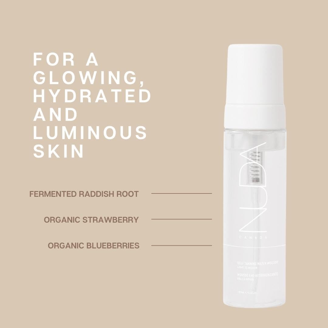 Nuda Self Tanning Water Mousse - Light To Medium | Streak & Transfer-Free Clear Self Tanner | Hydrating Sunless Tanner For A Nat