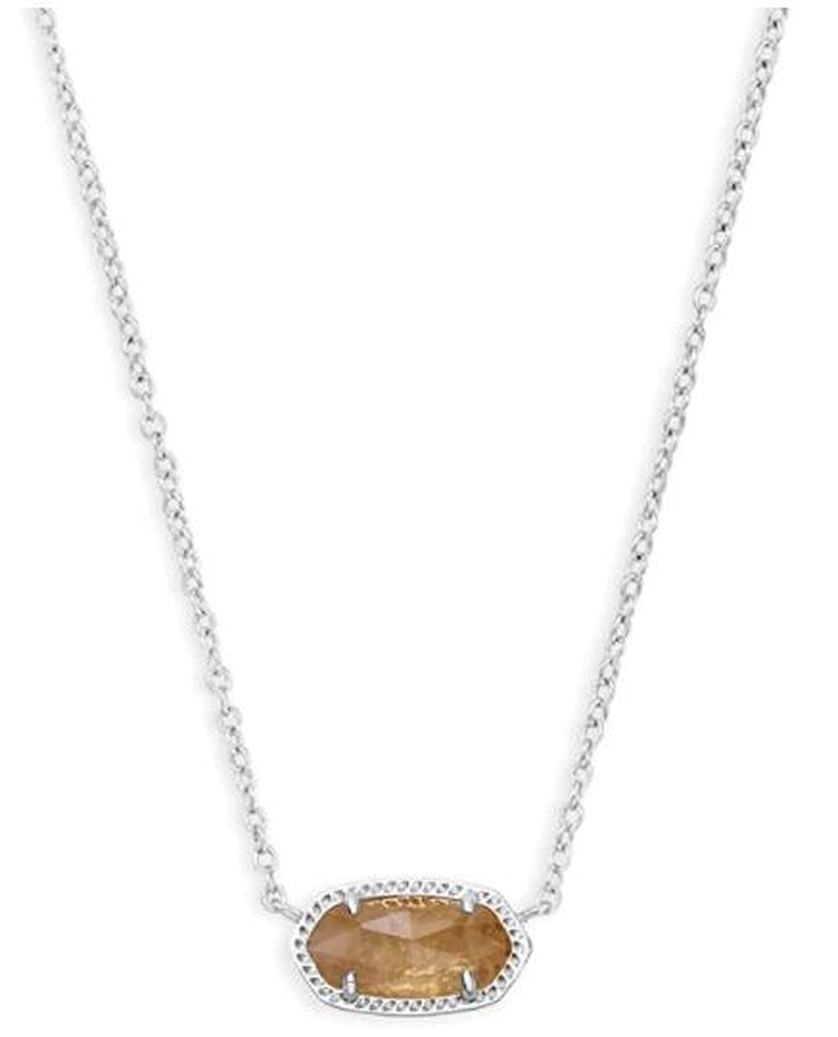 Kendra Scott Elisa Pendant Necklace for Women, Fashion Jewelry, Rhodium-Plated, Orange Citrine