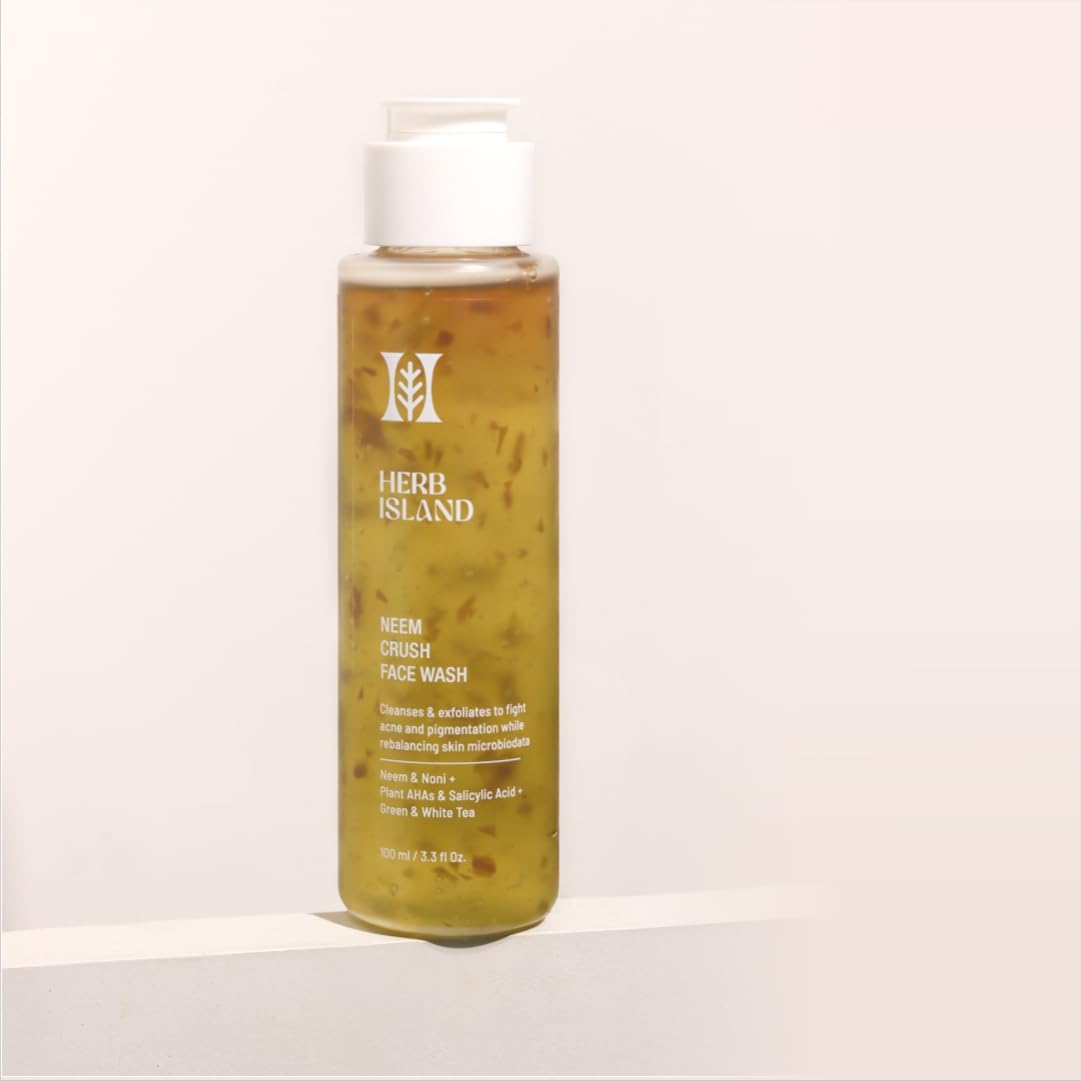 Neem Crush Face Wash By Herb Island  Clarifying Daily Cleanser With Salicylic Acid, Noni & Tea Extracts  Fights Acne, Pores & 