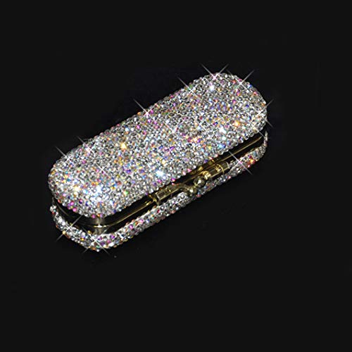 Bestbling Bling Rhinestone Crystal Lipstick Case Holder Organizer bag Cosmetic Storage for Women's Lipstick Jewelry Kit (Silver)