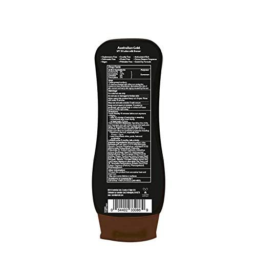 Australian Gold Sunscreen Lotion With Instant Bronzer, Broad Spectrum, Water Resistant, Non-Greasy, Oxybenzone Free, Cruelty Fre