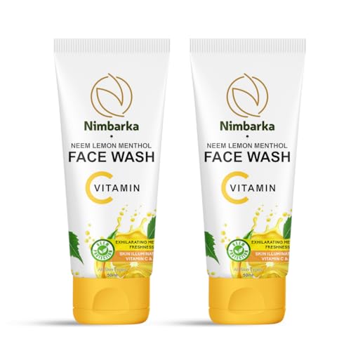 Nimbarka Vitamin C Neem Lemon Menthol Facewash For Men & Women| Antibacterial Face Cleanser For Glowing Skin, Oil Control & Acne