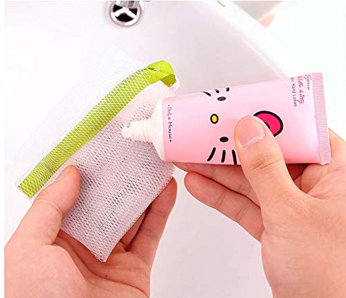 Akoak 10 Pcs Exfoliating Mesh Soap Pouch Bubble Foam Net Soap Sack Saver Pouch Drawstring Holder Bags (Color Random)
