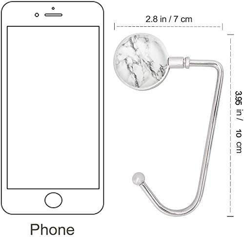 LESHIRY Purse Hook Hanger, Purse Table Hook Holder Bag Hanger, Handbag Storage Decor Table Hook for Women (White+Black Marble Ho