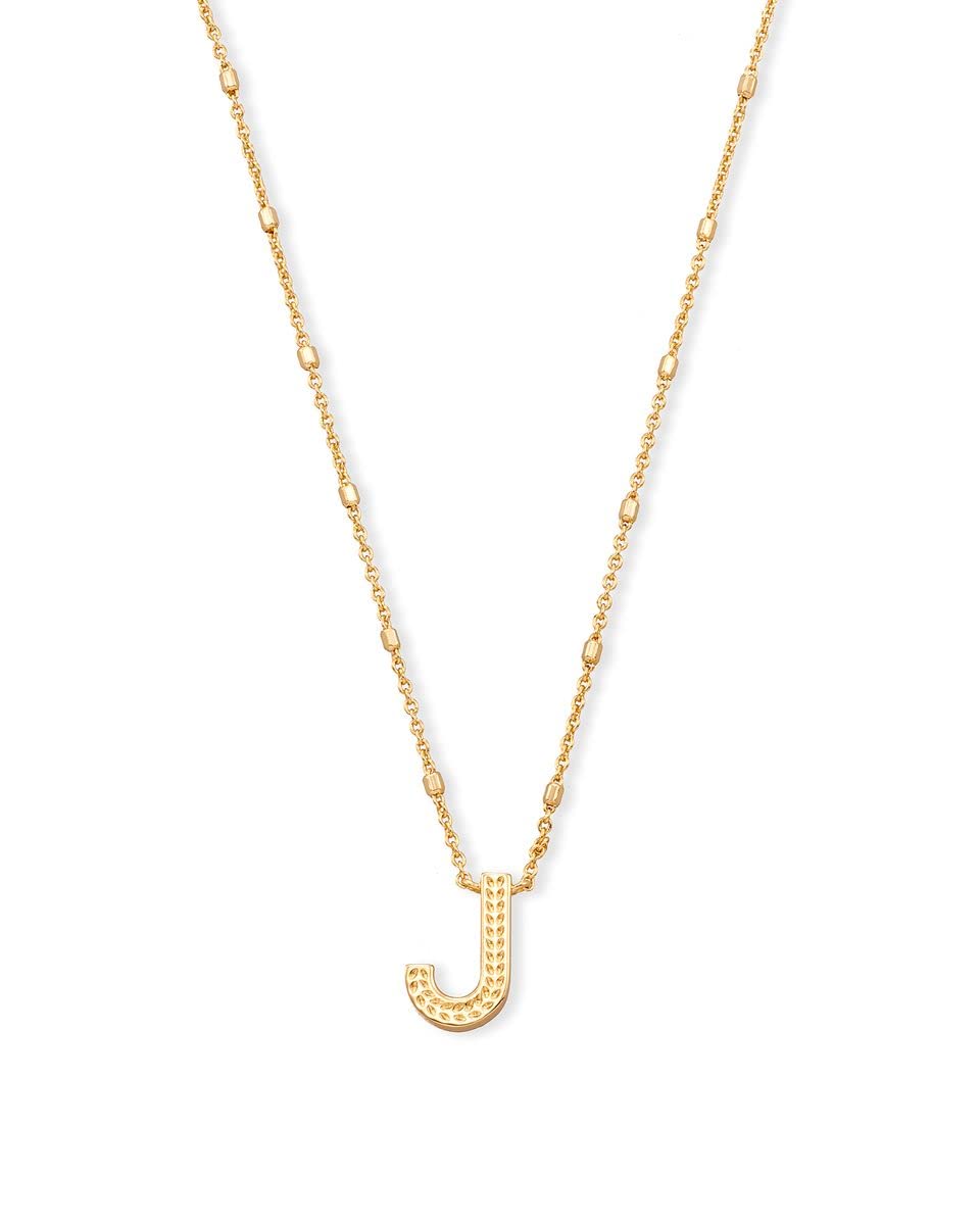Kendra Scott Letter J Pendant Necklace for Women, Fashion Jewelry, 14k Gold-Plated Brass, Gold Metal, Letter J