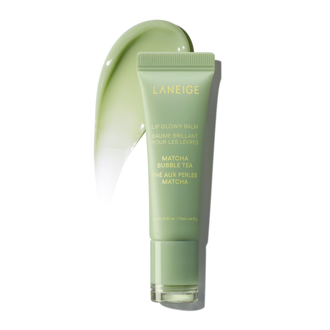 LANEIGE Lip Glowy Balm Matcha Bubble Tea: Nourishing Sheer-Tinted Balm for Daytime Lip Hydration