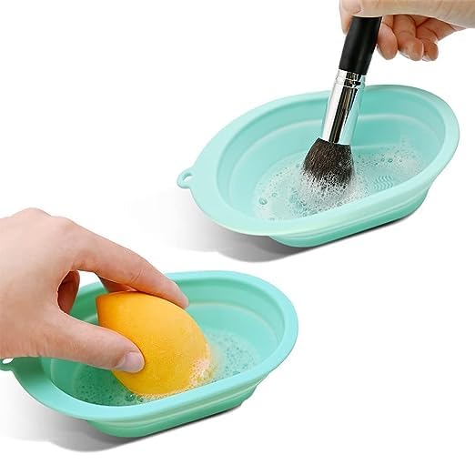 Banira Makeup Brush Cleaning Mat, Soft,Folduble Silicone Cosmetic Cleaner Pad Or Bowl, Portable Washing Tool Scrubber With 4 Tex