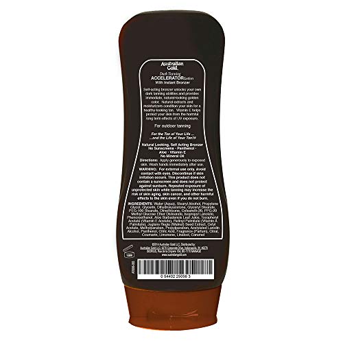 Australian Gold Dark Tanning Accelerator Lotion With Bronzer, 8 Ounce, New Package Same Formula, B003GX5SSC