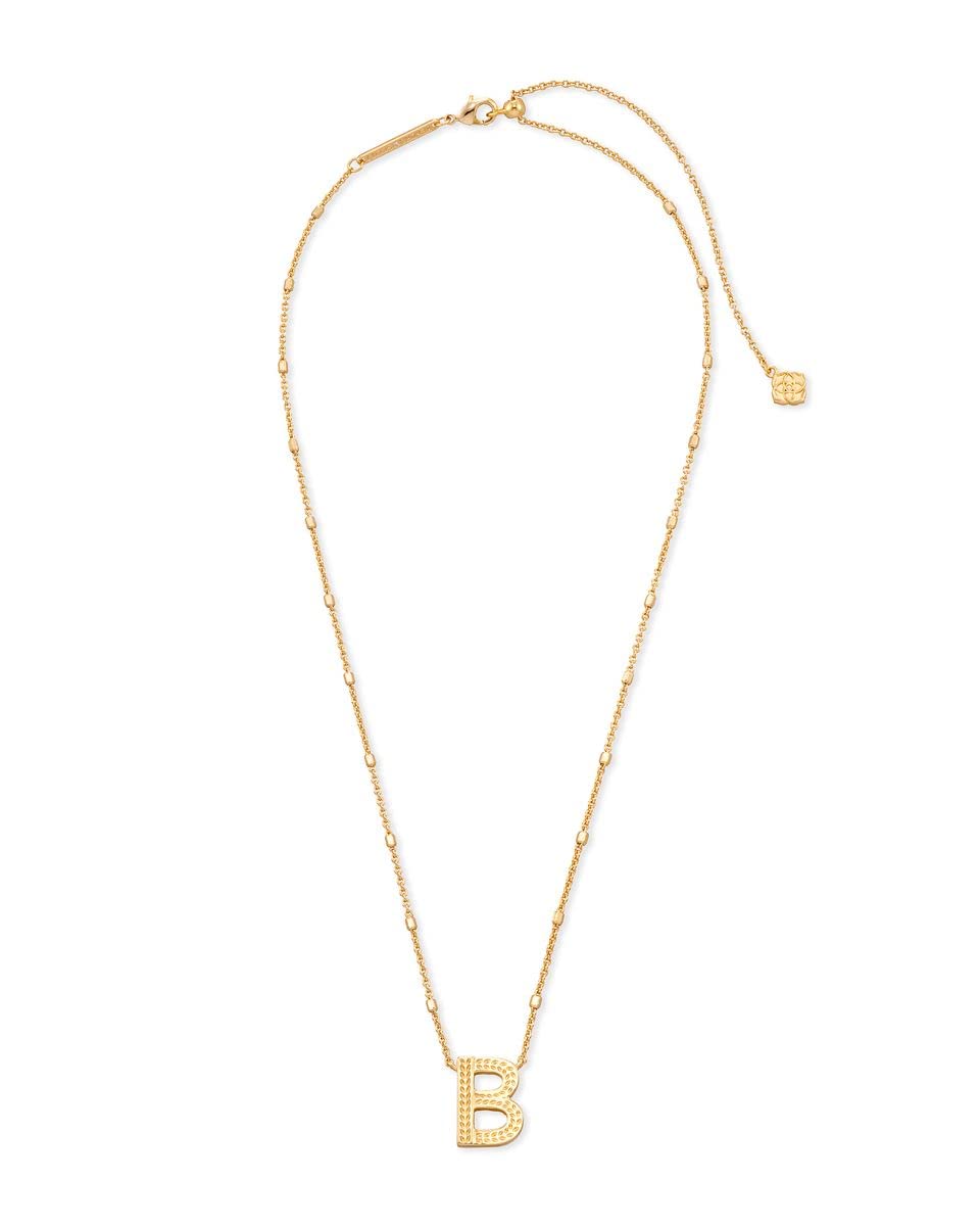 Kendra Scott Letter B Pendant Necklace for Women, Fashion Jewelry, 14k Gold-Plated Brass, Gold Metal, Letter B