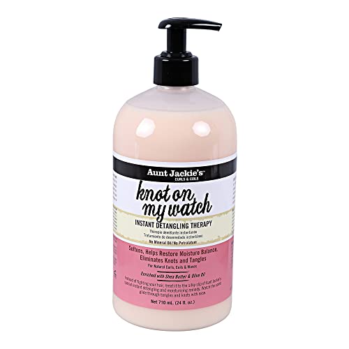 Aunt Jackies Curls and Coils Knot On My Watch, Large 24oz Family Sized Pump, Instant Hair Detangling Therapy for Natural Curls,
