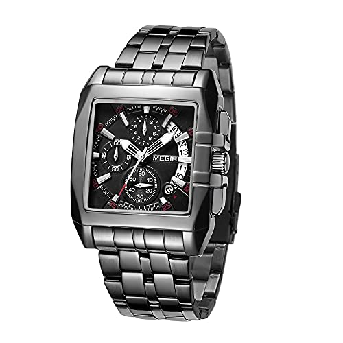 Megir Black Analog Chronograph Sports MenS Watch