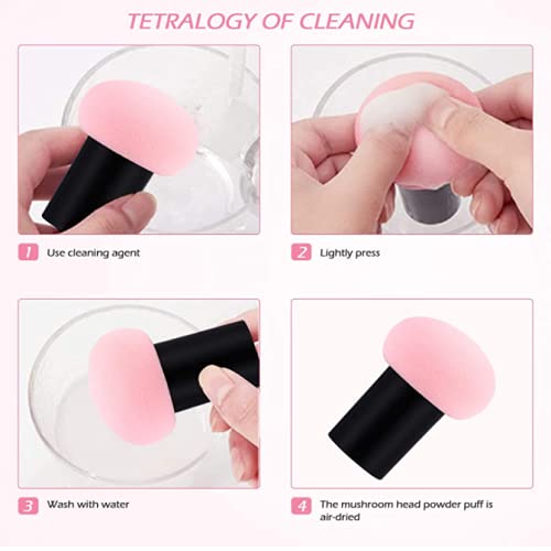 Kddom Dry Wet Dual-Use Mushroom Makeup Sponge Foundation Sponge Powder Puff With Handle Case