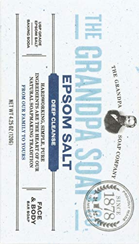 Grandpa's Epsom Salt Bar Soap by The Soap Company | Natural Face & Body Soap | Epsom Salt + Baking Soda | Deep Cleanse | Paraben