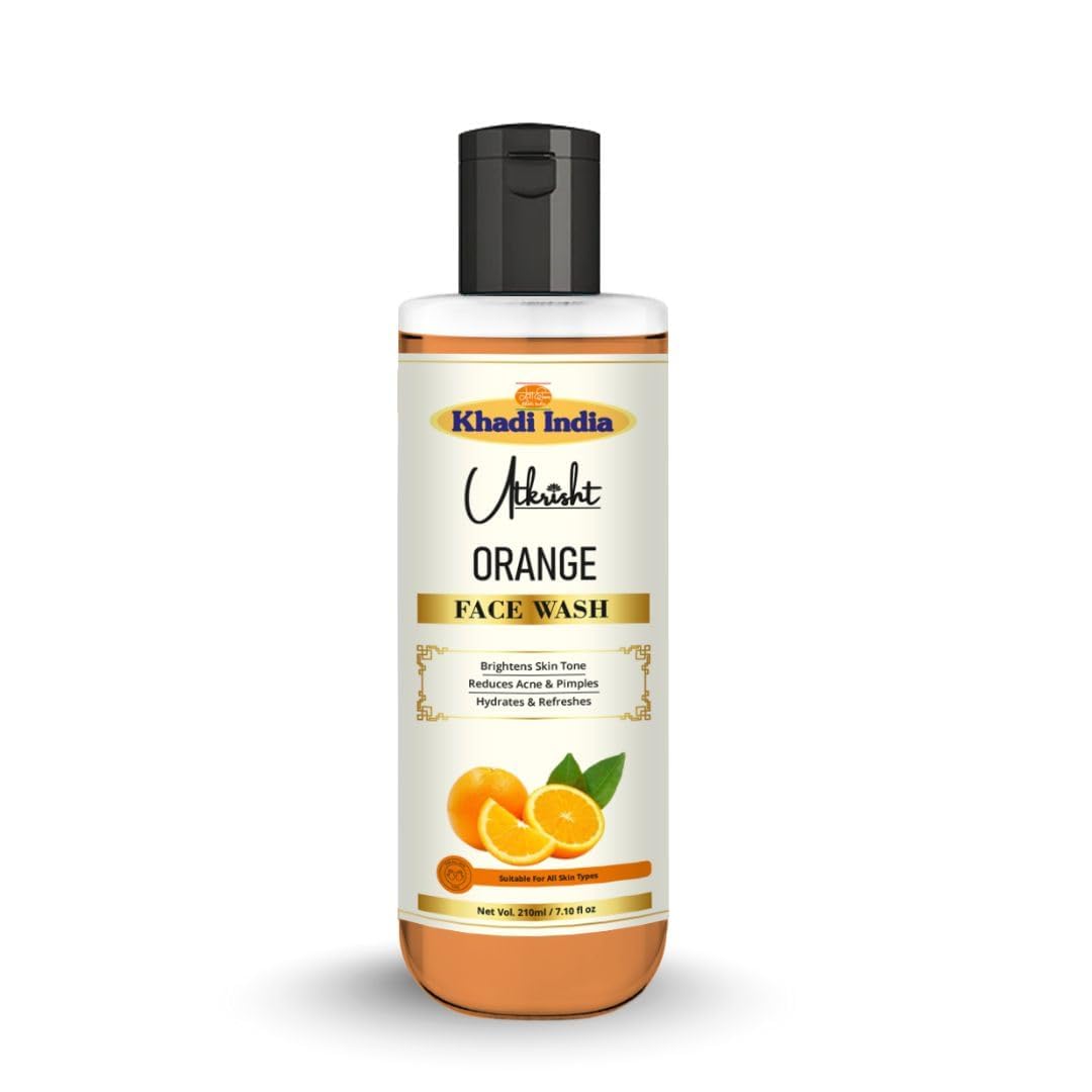 Utkrisht Khadi Orange Face Wash For Deep Cleansing & Skin Refreshing | Vitamin Rich Herbal Facial Cleanser For Soft, Smooth & He