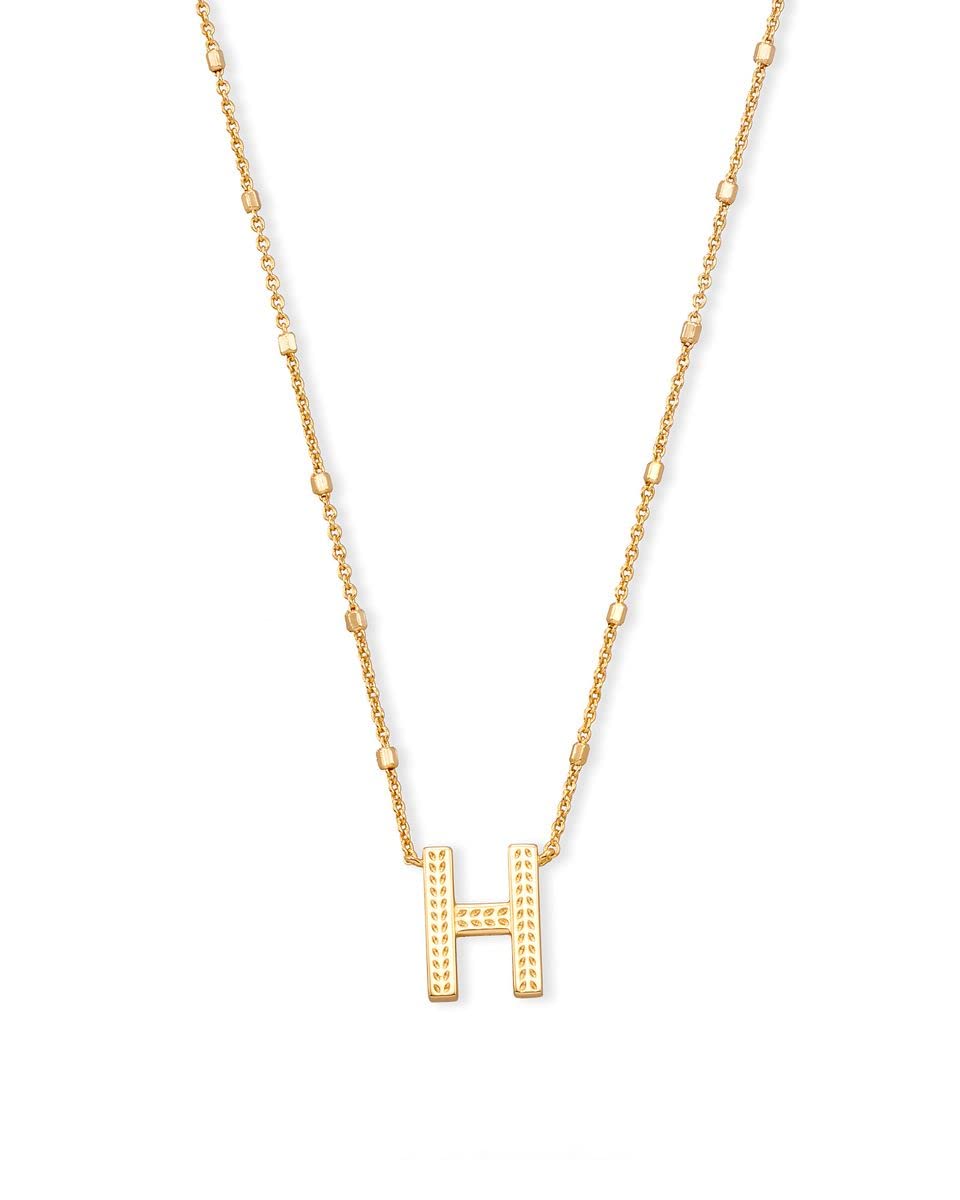 Kendra Scott Letter H Pendant Necklace for Women, Fashion Jewelry, 14k Gold-Plated Brass, Gold Metal, Letter H