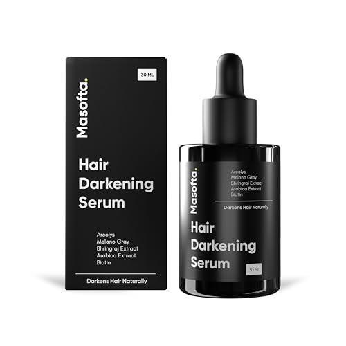 Masofta Anti Grey Hair Darkening Serum | Limits Hair & Beard Greying | Promotes Shinier Hair | With Arcolys, Melano Gray, Biotin