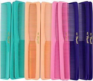 Krest 7 Inch All Purpose Hair Comb - Nitrile Butadiene Rubber, Fresh Mix, 12 Units, Ideal for Barbers & Hairstylists