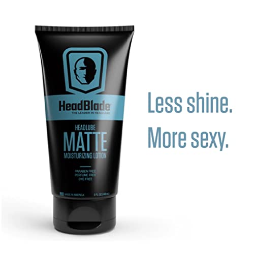 HeadBlade HeadLube Matte Moisturizer Lotion for Men (5 oz) - Leaves Head Smooth and Grease-Free, free Head Shaving Experience -