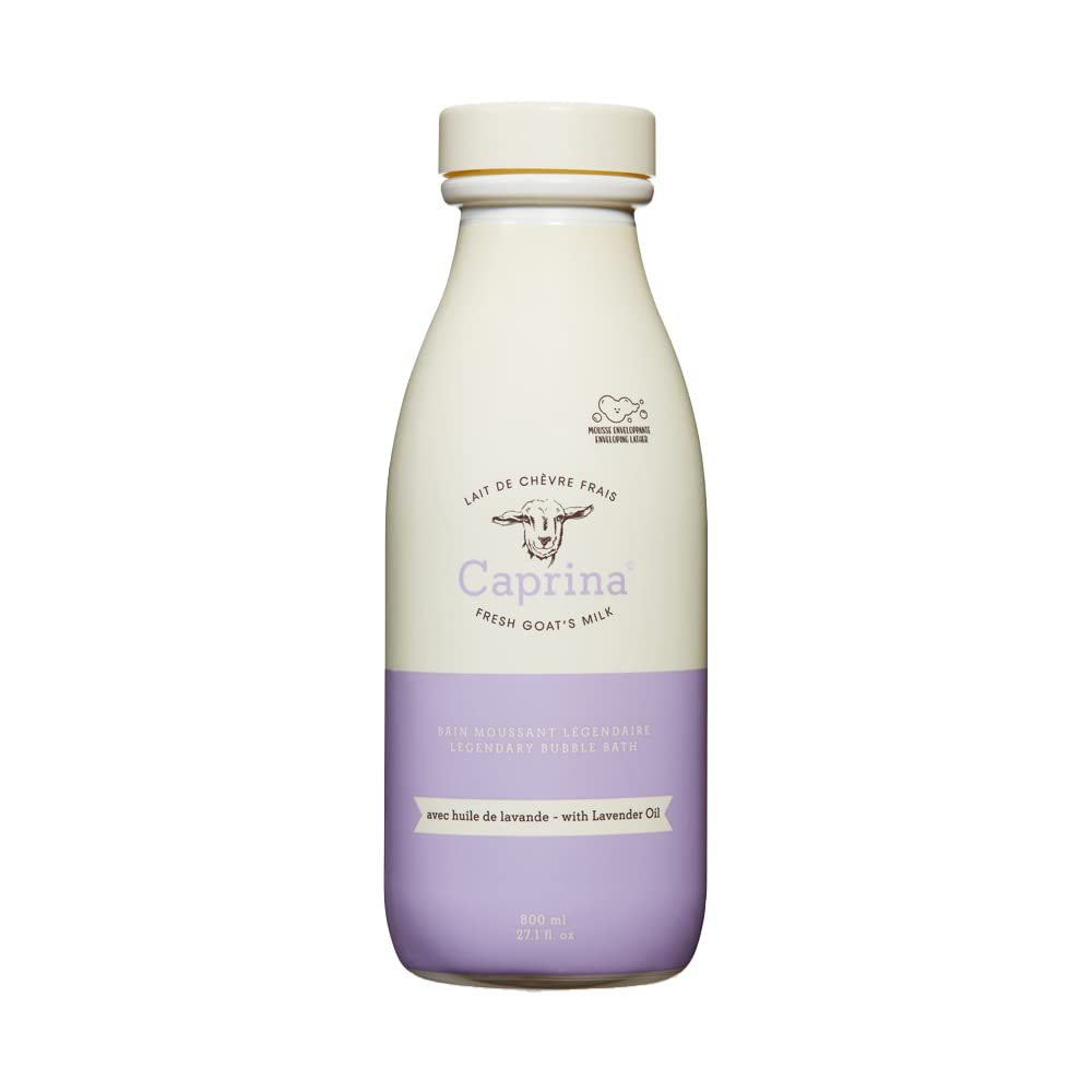 Caprina by Canus Legendary Bubble Bath with Fresh Canadian Goat Milk Gentle Soap Moisturizing Vitamin A, B2, B3 More, Lavender O