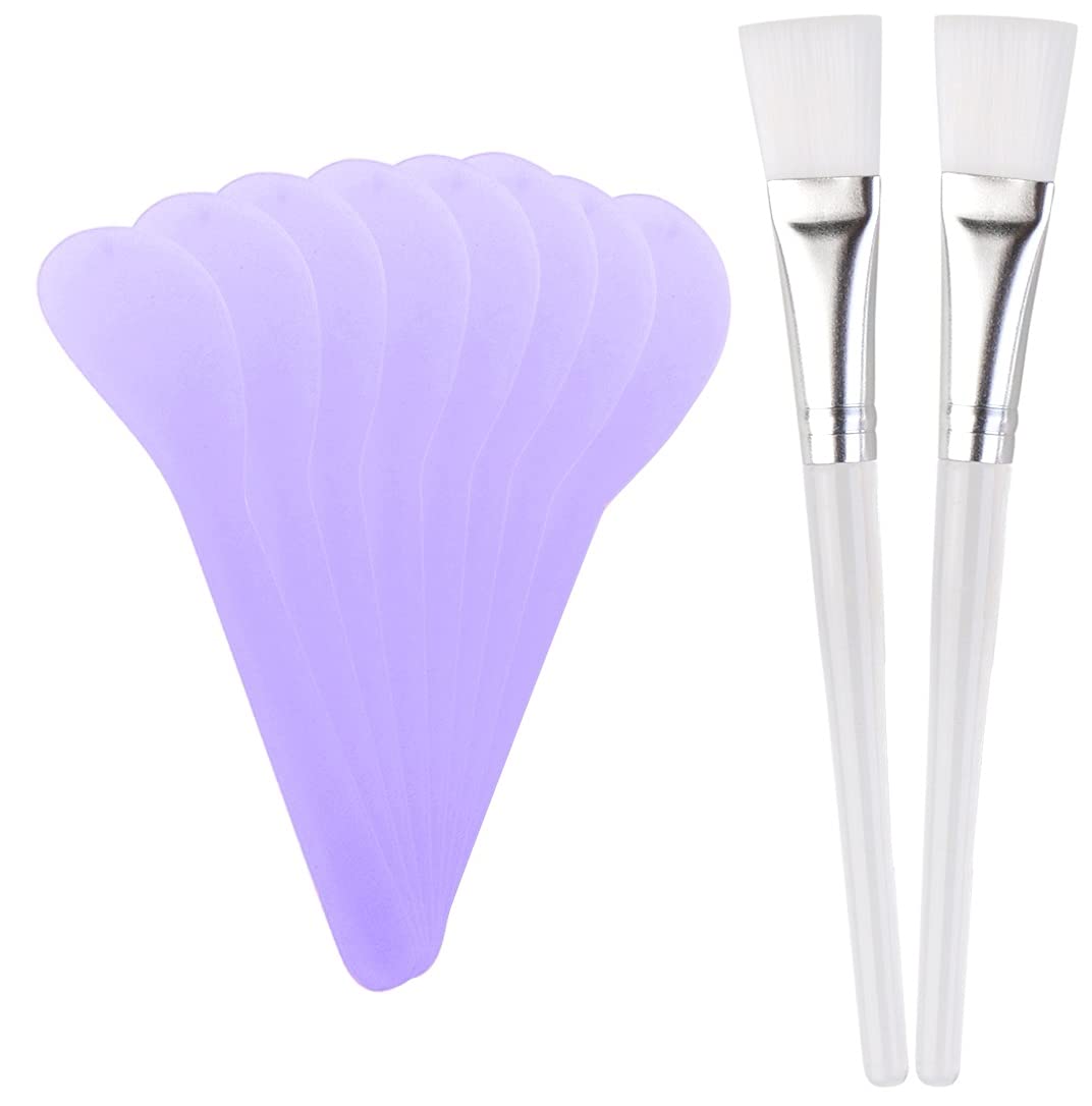 Ghelonadi Face Pack Applying Spatula And Cosmetic Brush Applicator Set For Women And Girls Home And Salon Use Random Color (10 P