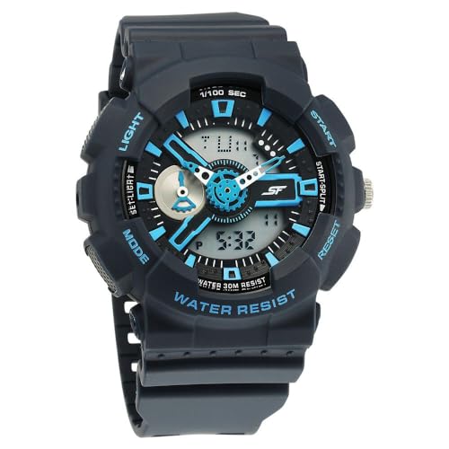Sf Dreamer Series Quartz Digital Analog Digital Blue Plastic Strap For Men-77132Pp07W, Dark Blue Colour, Modern
