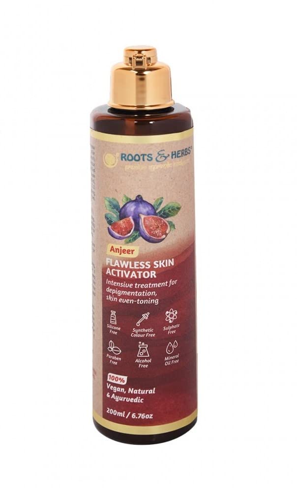 Roots & Herbs Ayurvedic Natural Treatment 100% Vegan Anjeer Flawless Skin Face Activator For Face Mask  200 Ml