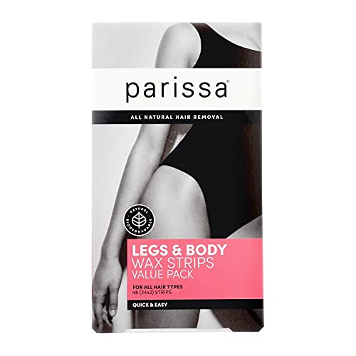 Parissa Legs & Body Wax Strips Kit Value Pack for Body Hair Removal, At-Home Waxing Kit with Ready-to-Use Large Wax Strips, 5ml