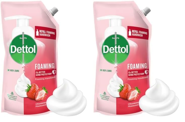 Dettol Foaming Handwash Refill  Strawberry, 700Ml | Rich Foam | Moisturizing Hand Wash | Soft On Hands (Pack Of 2)