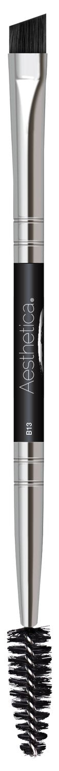 Aesthetica Pro Series Double Ended Eyebrow Brush & Spoolie - Angled Brow Brush for Precision Application & Blending of Eye Brow 