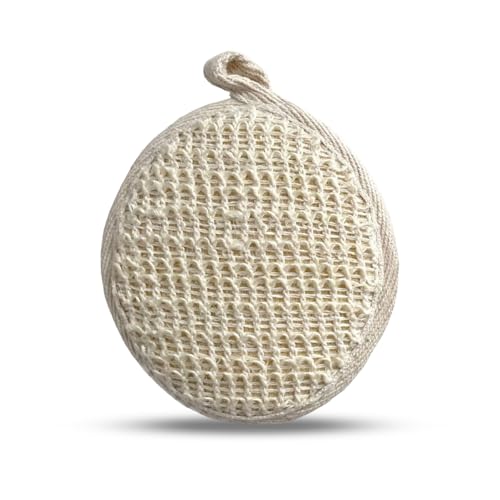 Rusabl Ramie Bath Loofah For Body Deep Cleansing And Scrubbing (Pack Of 2, Round) Reusable Exfoliating Scrub Sponge, Made Of Nat