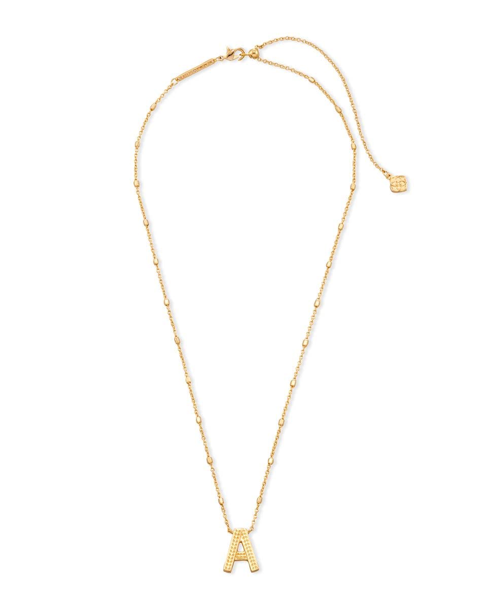 Kendra Scott Letter A Pendant Necklace for Women, Fashion Jewelry, 14k Gold-Plated Brass, Gold Metal, Letter A