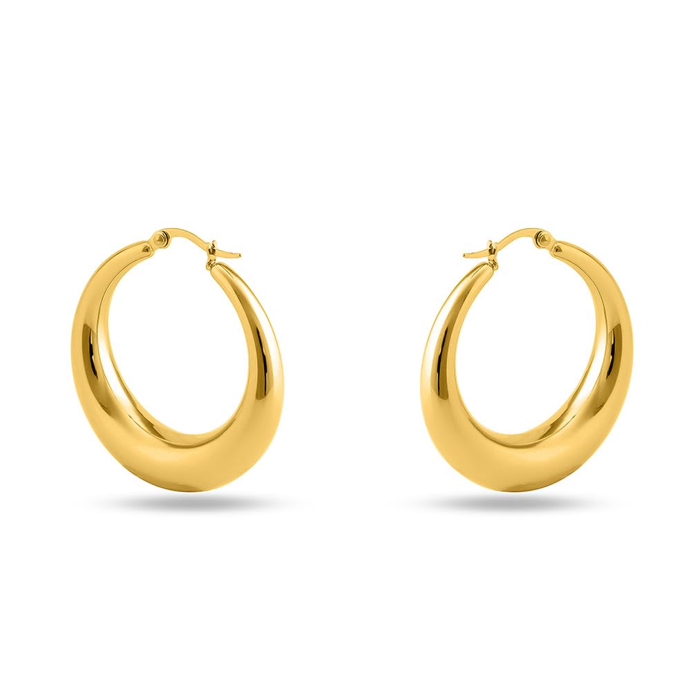 Palmonas 18K Gold Plated Chic Chunky Hoop Earring For Women  Gift For Girls & Women | Waterproof & AntiTarnish Earrings