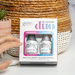 Gelish Dynamic Duo - Foundation Base Gel & Top It Off Sealer Gel Set, Long-lasting, High-Shine Finish for Gel Manicures, Cures F