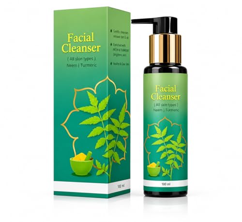 Facial Cleanser With Neem And Turmeric, Deep Cleansing & Brightening, Gentle For All Skin Types, 100Ml