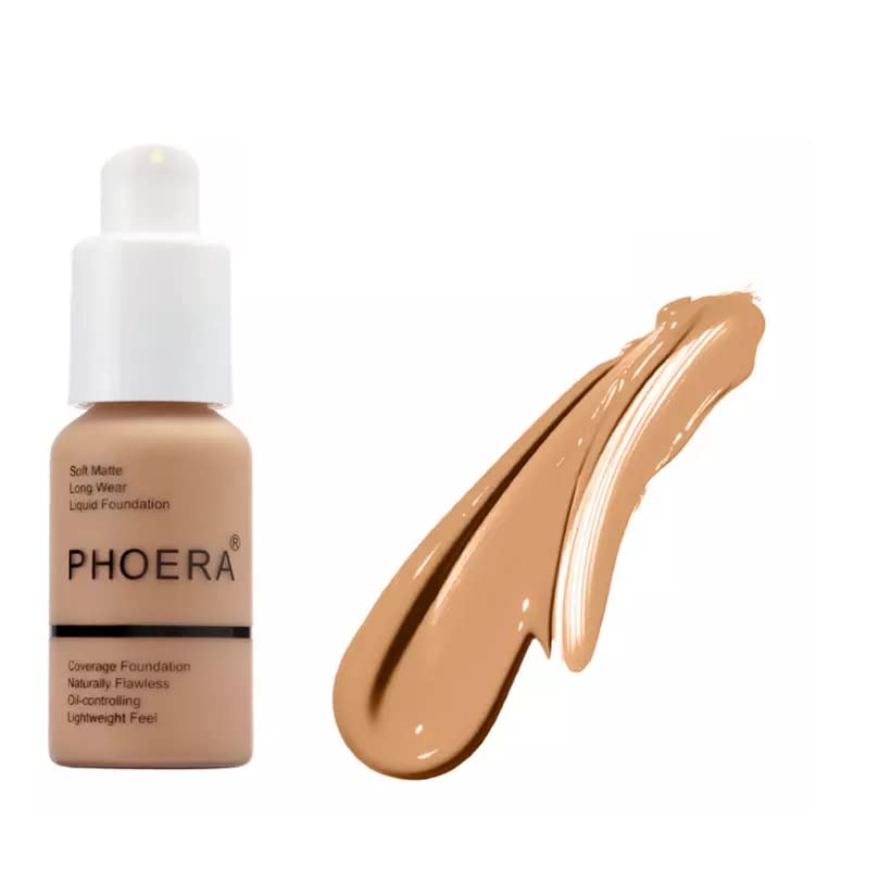 Phoera Full Coverage Foundation Soft Matte Oil Control Concealer 30ml Flawless Cream Smooth Long Lasting aq (105 SAND)