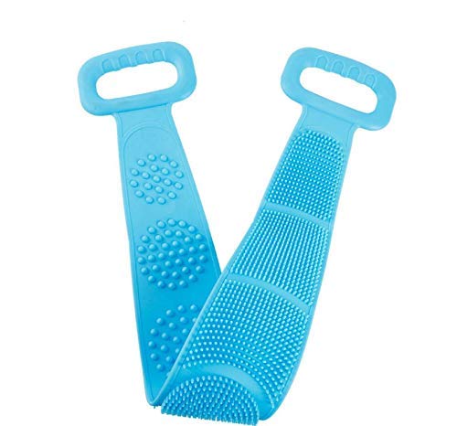 ikis  Silicone Back Scrubber Belt Soft Body Massage Cleaning Exfoliating Bath Brush(Assorted Colour) Size 12X5X80CM