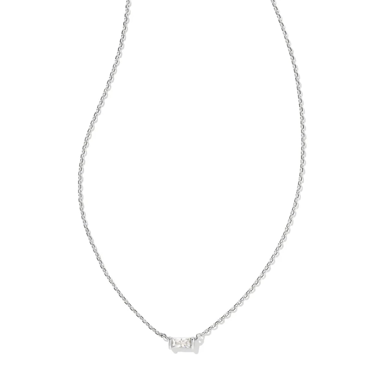 Kendra Scott Juliette Silver-Plated Brass Necklace in White Crystal, Fashion Jewelry For Women