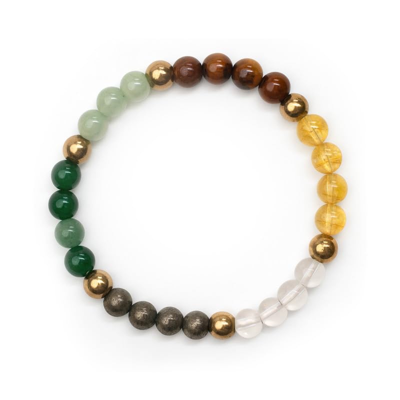 Astrotalk Dhan Yog Bracelet for Women (6mm Beads) | Wealth, Prosperity & Career Growth | Bracelets for Women with Pyrite Stone, Tiger Eye & Clear Quartz Crystal | Gift for Woman