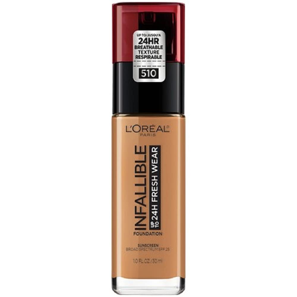 LOreal Paris Makeup Infallible Up to 24 Hour Fresh Wear Lightweight Foundation, Hazelnut, 1 Fl Oz.