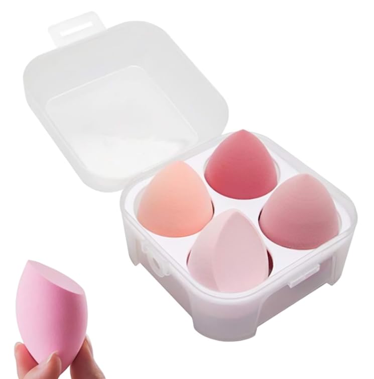 Makeup Sponge Puff Set With Case  Ultra Soft Sponges For Liquid, Cream & Powder  Reusable, LatexFree, Low Absorption Makeup P